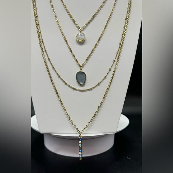 Catherine Malandrino Stunning Gold Tone Multilayer Long Necklace - Picture 2 of 12